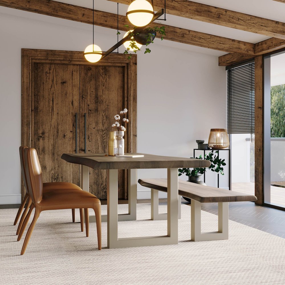TAJ Dining Bench - Vinegar Matte Top/ U Tube Metal Base. Picture 7
