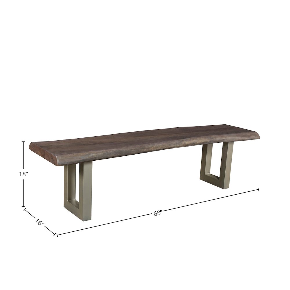 TAJ Dining Bench - Vinegar Matte Top/ U Tube Metal Base. Picture 3