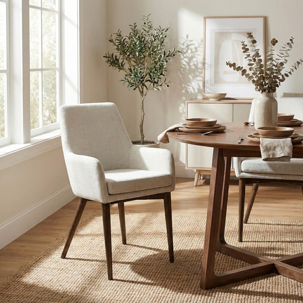 Fritz Arm Dining Chair - Ivory. Picture 2