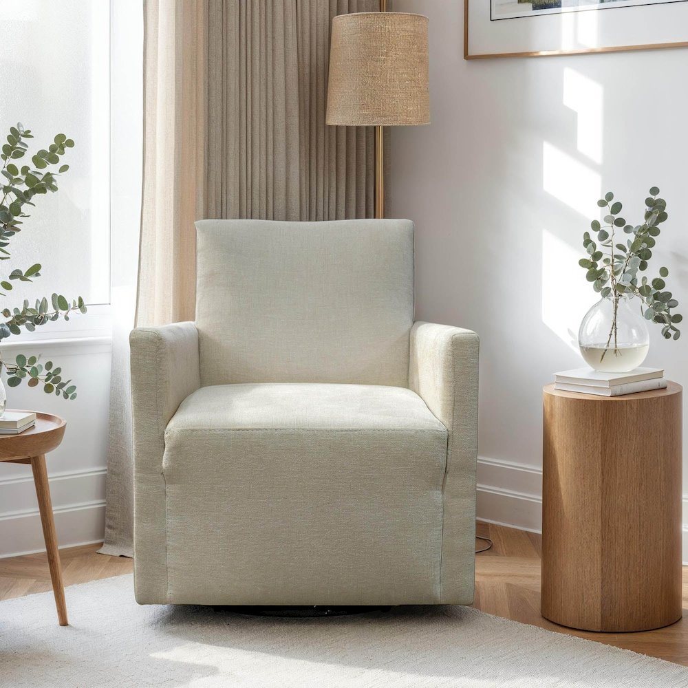 Riley Swivel Club Chair - Ivory. Picture 12
