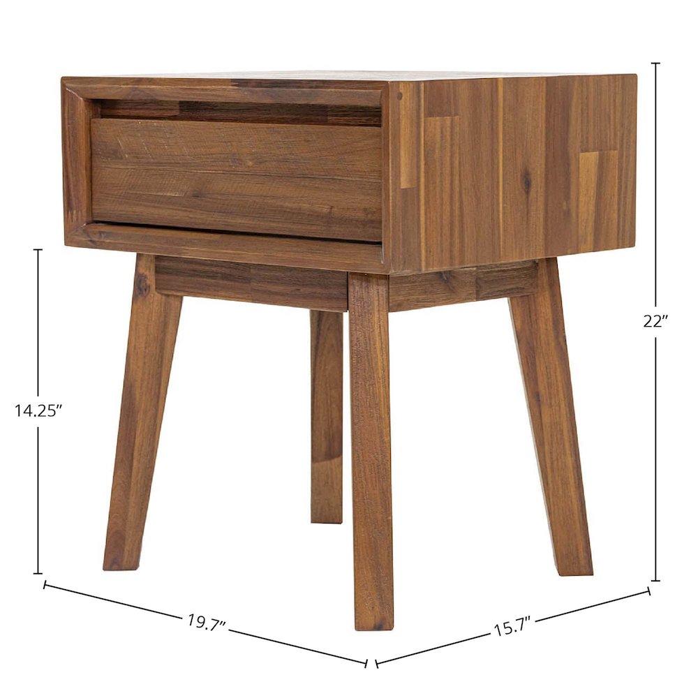Gia 1 Drawer Nightstand - Warm Pecan. Picture 3