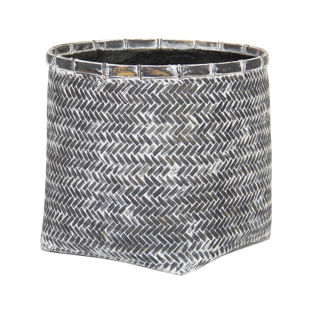 Bamboo Indoor Basket Pot - Grey Wash. Picture 1