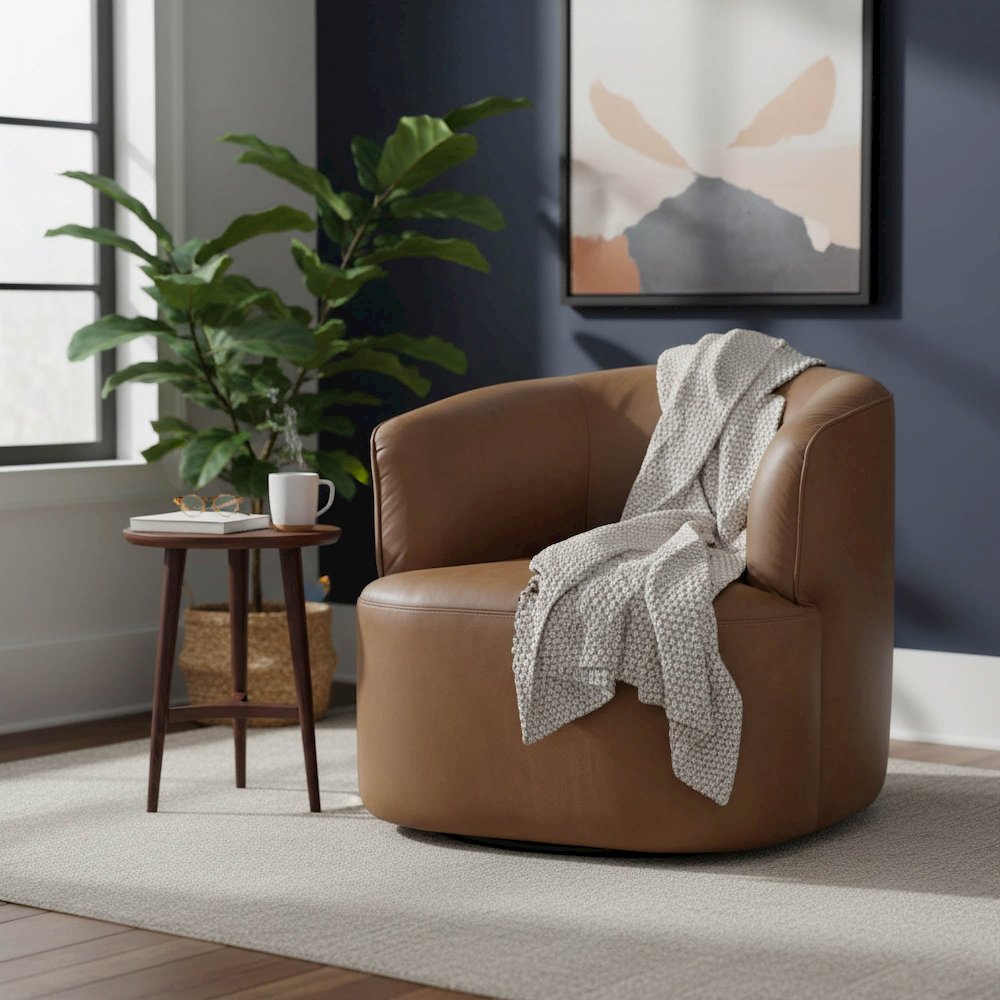 Fireside Swivel Club Chair - Antique Sienna. Picture 2