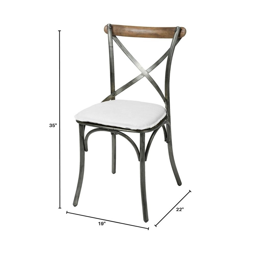 Metal Crossback Chair with White Seat Cushion. Picture 4