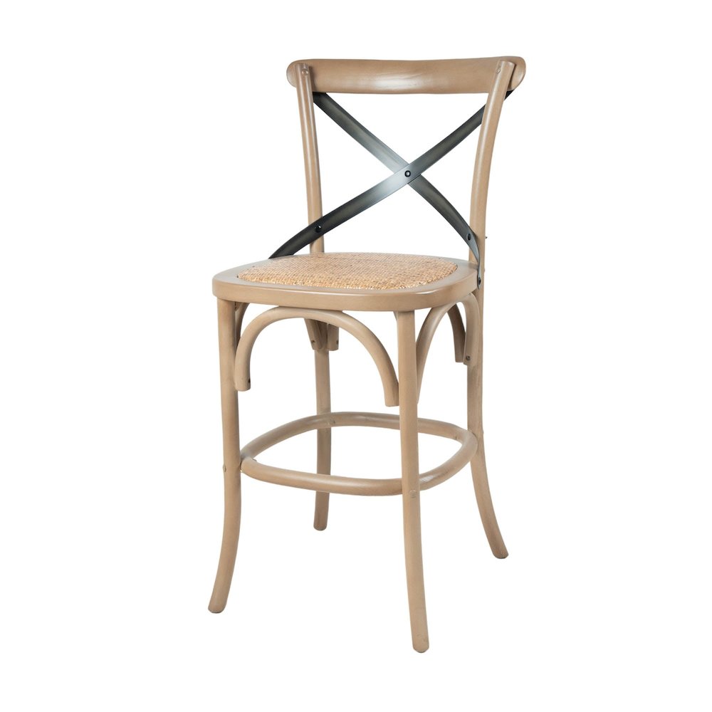 Cross Back Fixed Counter Stool - Sundried. Picture 1
