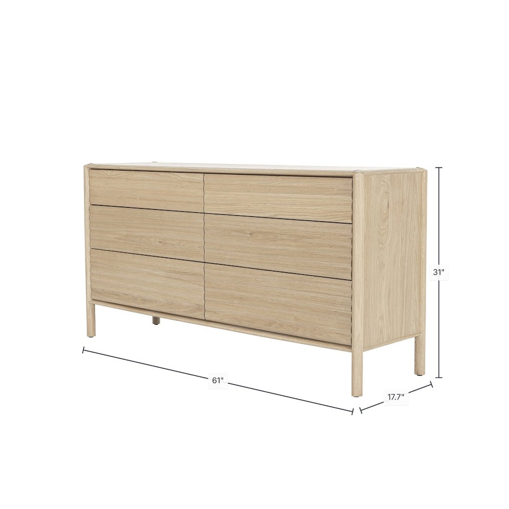 Runway 6 Drawer Dresser - Light Oak. Picture 3