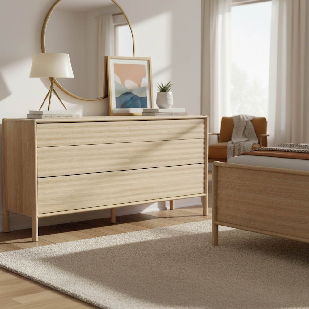 Runway 6 Drawer Dresser - Light Oak. Picture 2