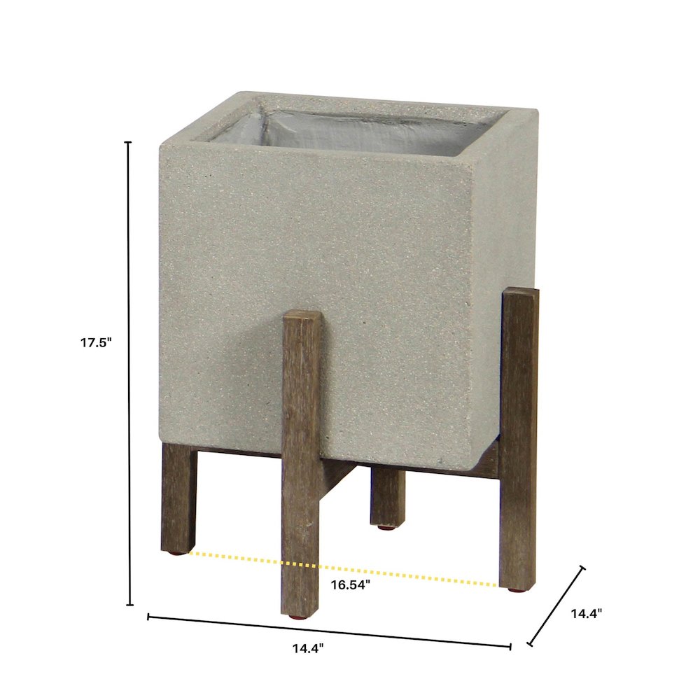Patio Square Standing Pot - Natural Stone. Picture 8