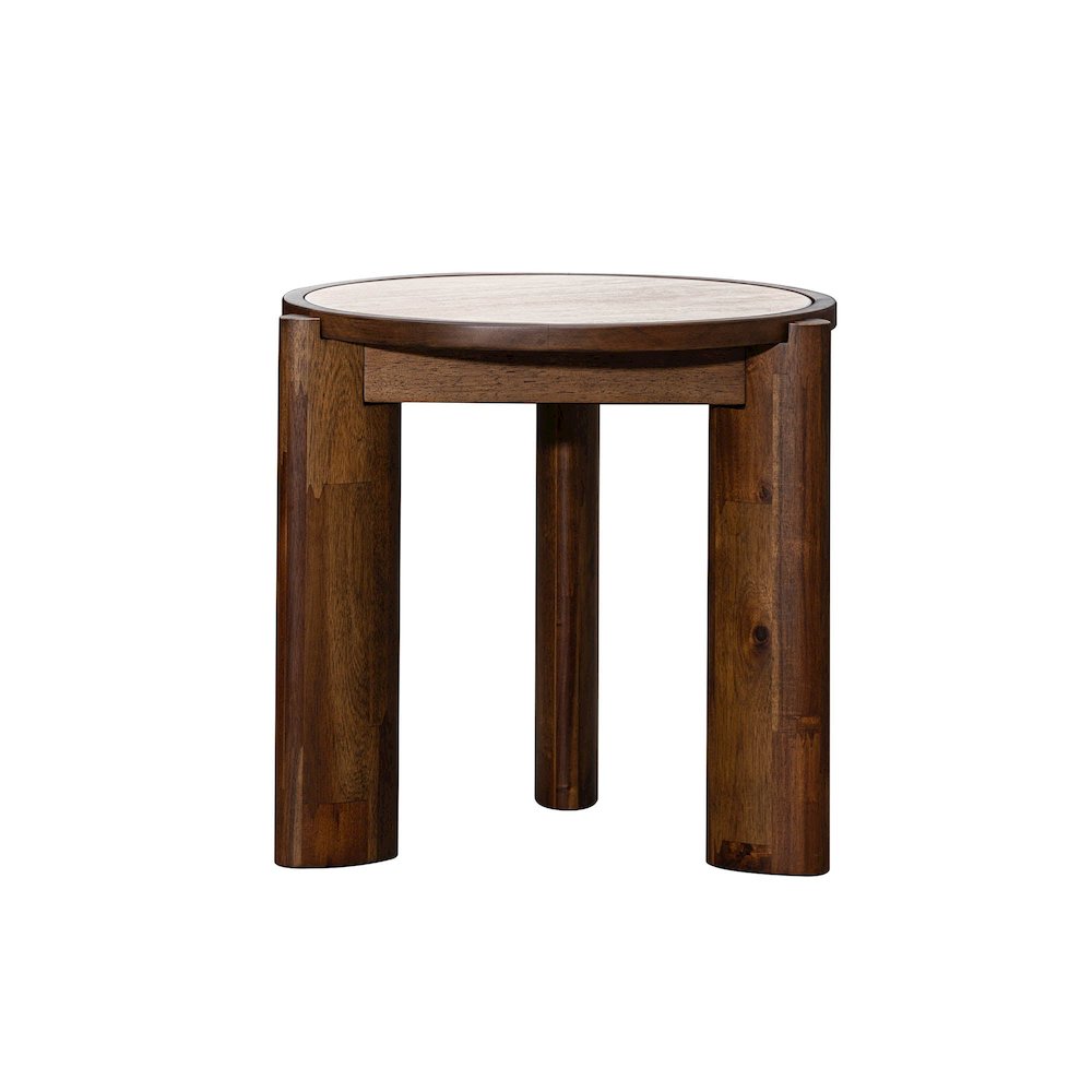 Remix Round Side Table - Travertine. Picture 1