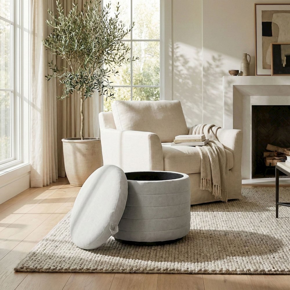 Elio Storage Ottoman - Platinum. Picture 2