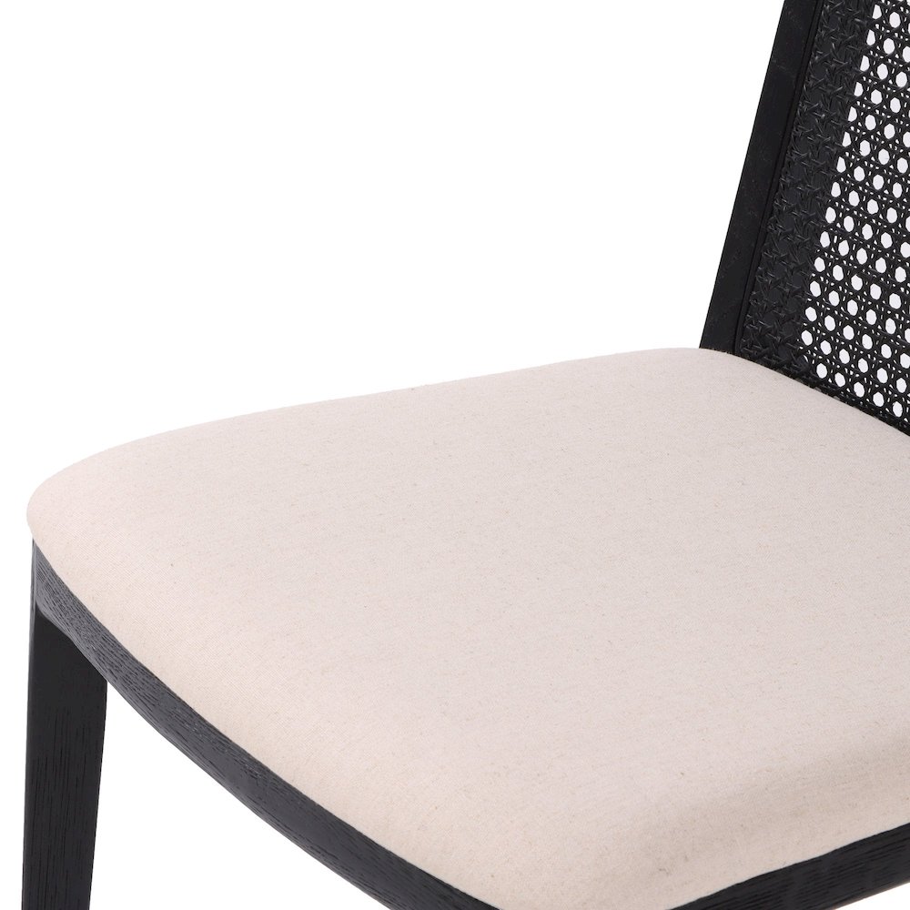 Cane Dining Chair - Oyster Linen/Black Frame. Picture 10