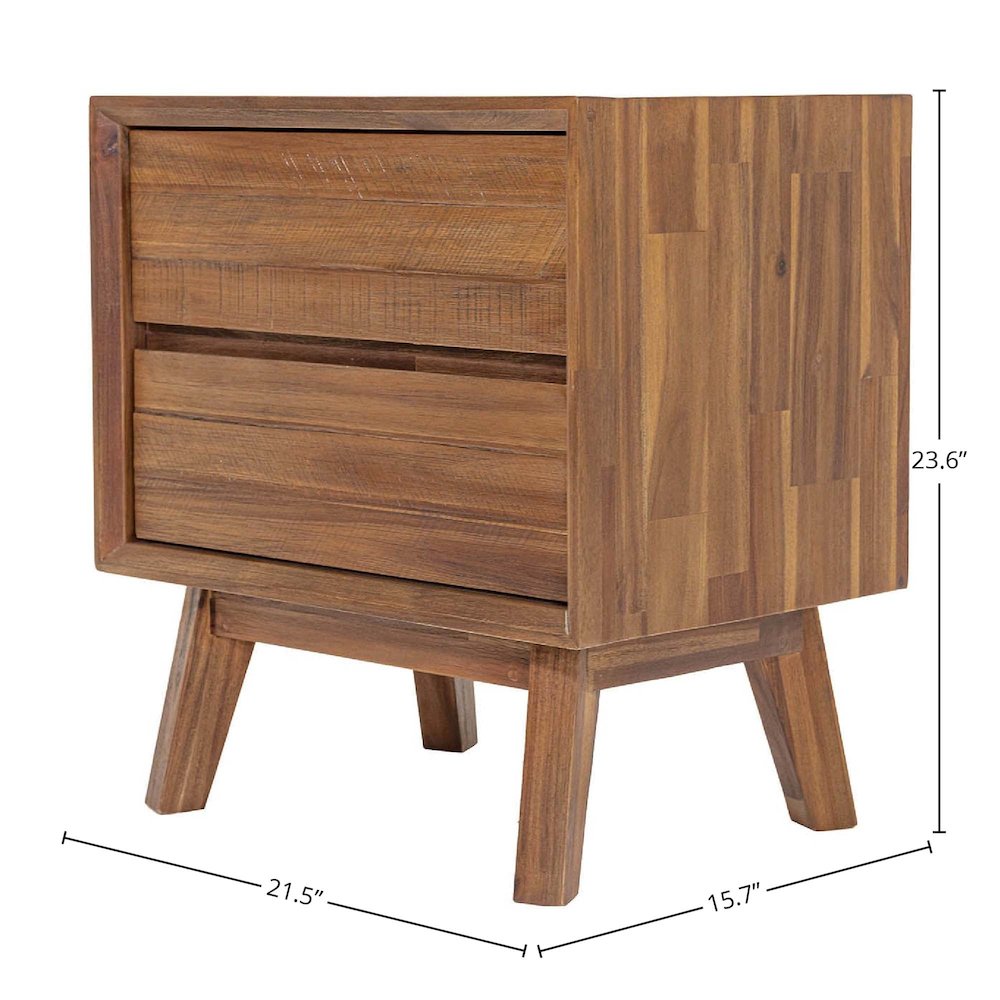 Gia 2 Drawer Nightstand - Warm Pecan. Picture 3