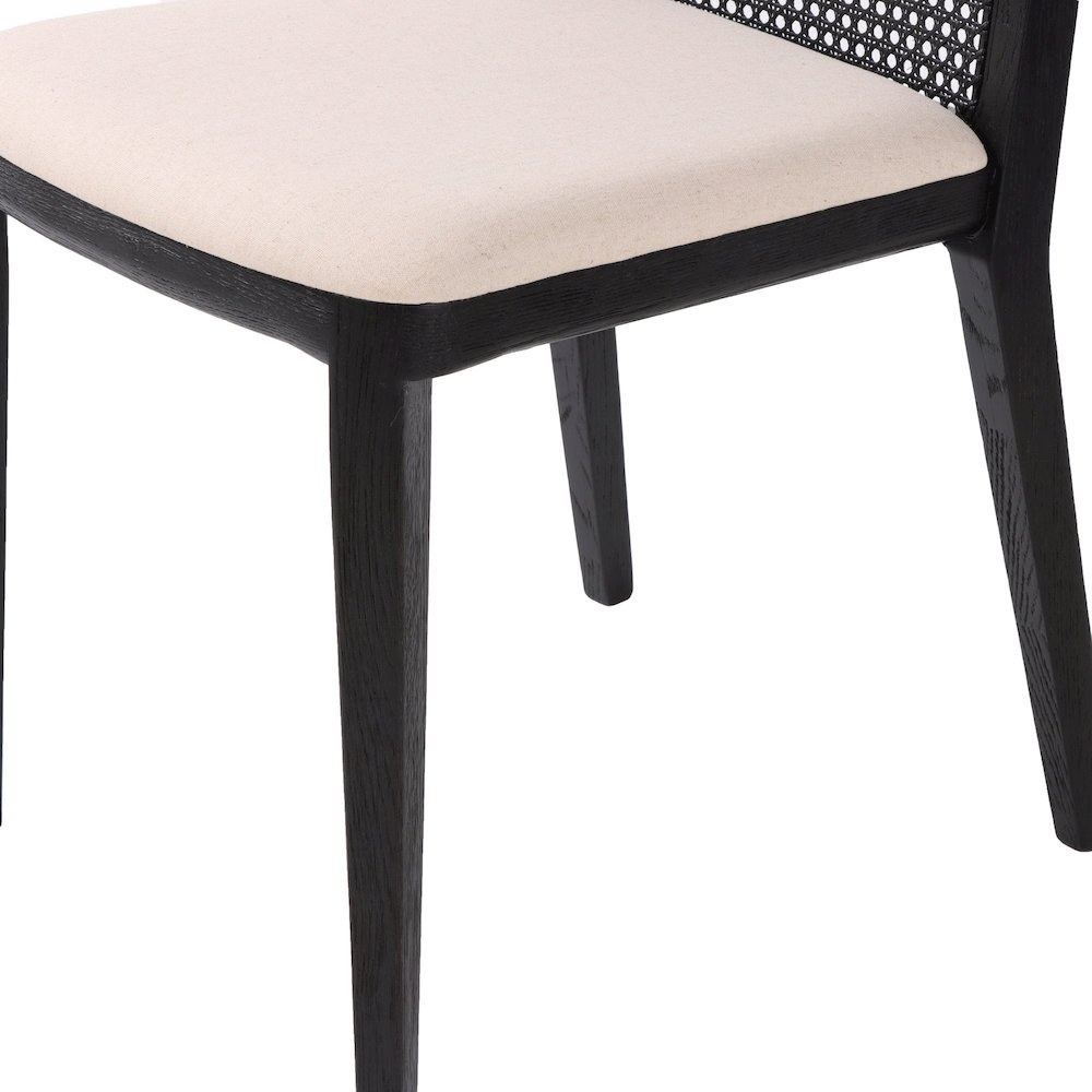 Cane Dining Chair - Oyster Linen/Black Frame. Picture 11