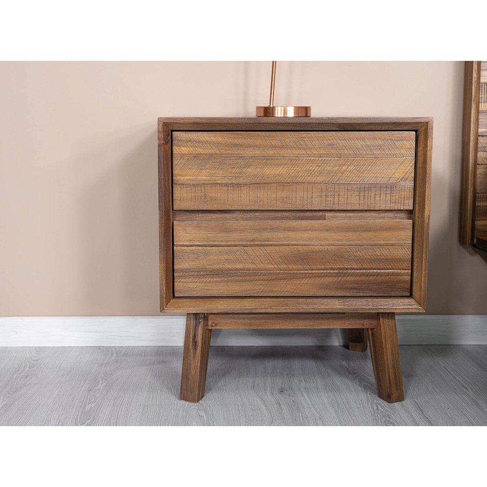 Gia 2 Drawer Nightstand - Warm Pecan. Picture 12