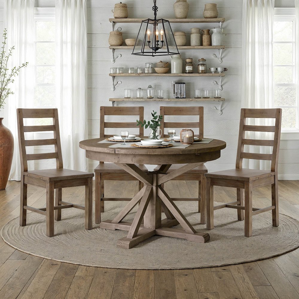 Irish Coast Round 47/63" Extension Dining Table - Rustic Sundried. Picture 2