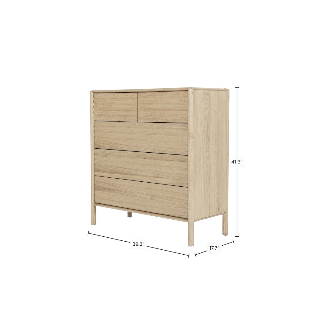 Runway 5 Drawer Chest - Light Oak. Picture 3