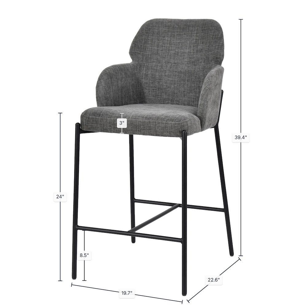 Allegra Counter Stool - Graphite. Picture 3