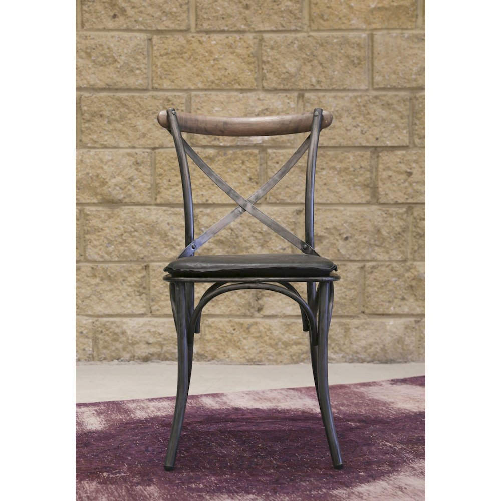Metal Crossback Chair with Black Seat Cushion. Picture 5