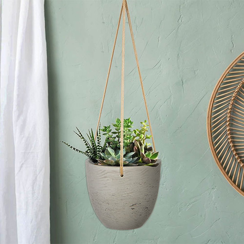 Classic Small Hanging Pot - Cement Grey. Picture 2
