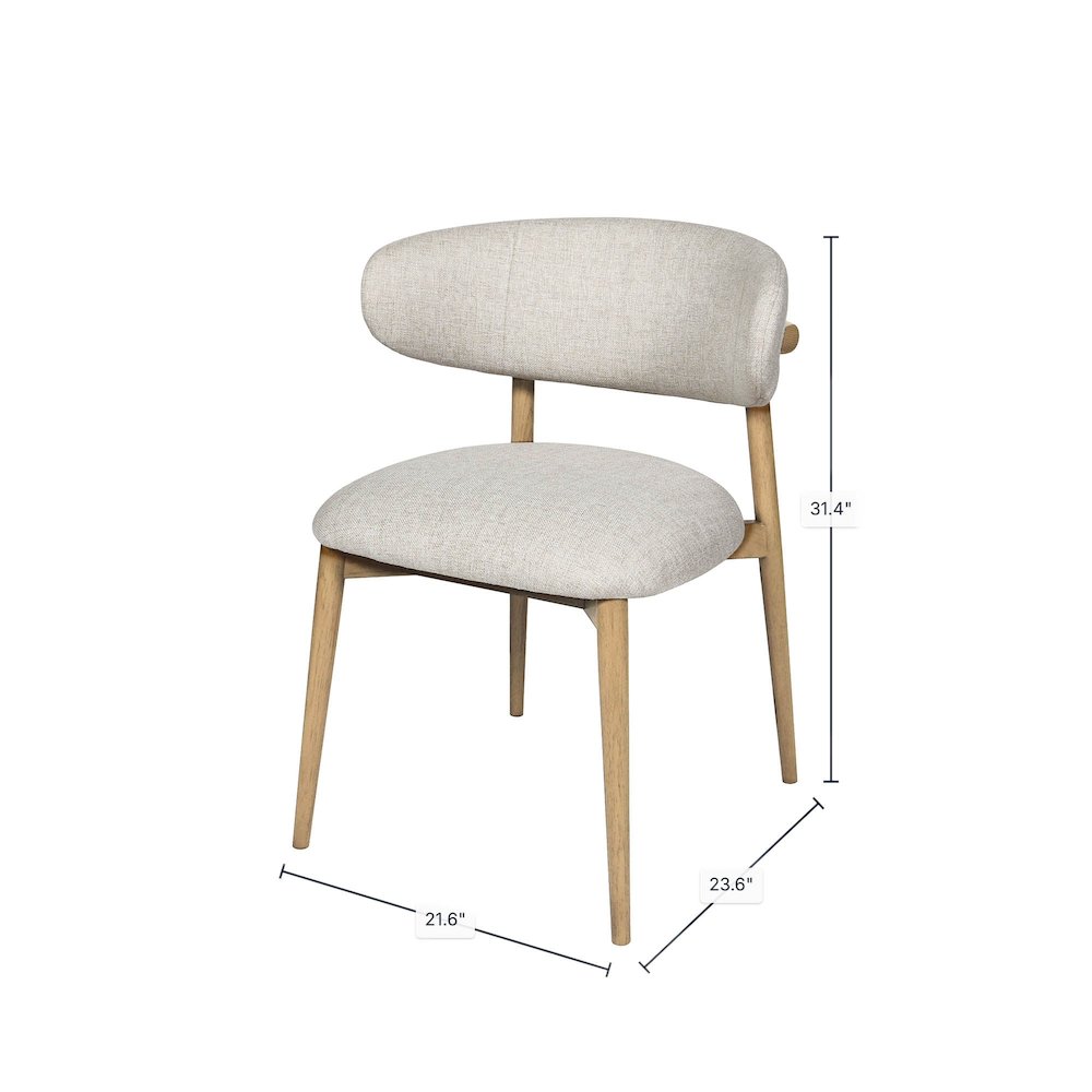 Milo Dining Chair - Vanilla Tweed. Picture 3
