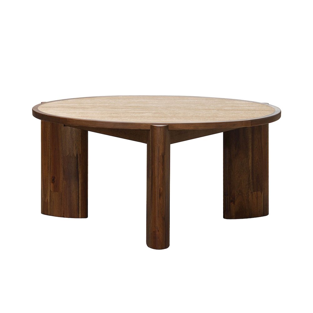 Remix Round Coffee Table - Travertine. Picture 1