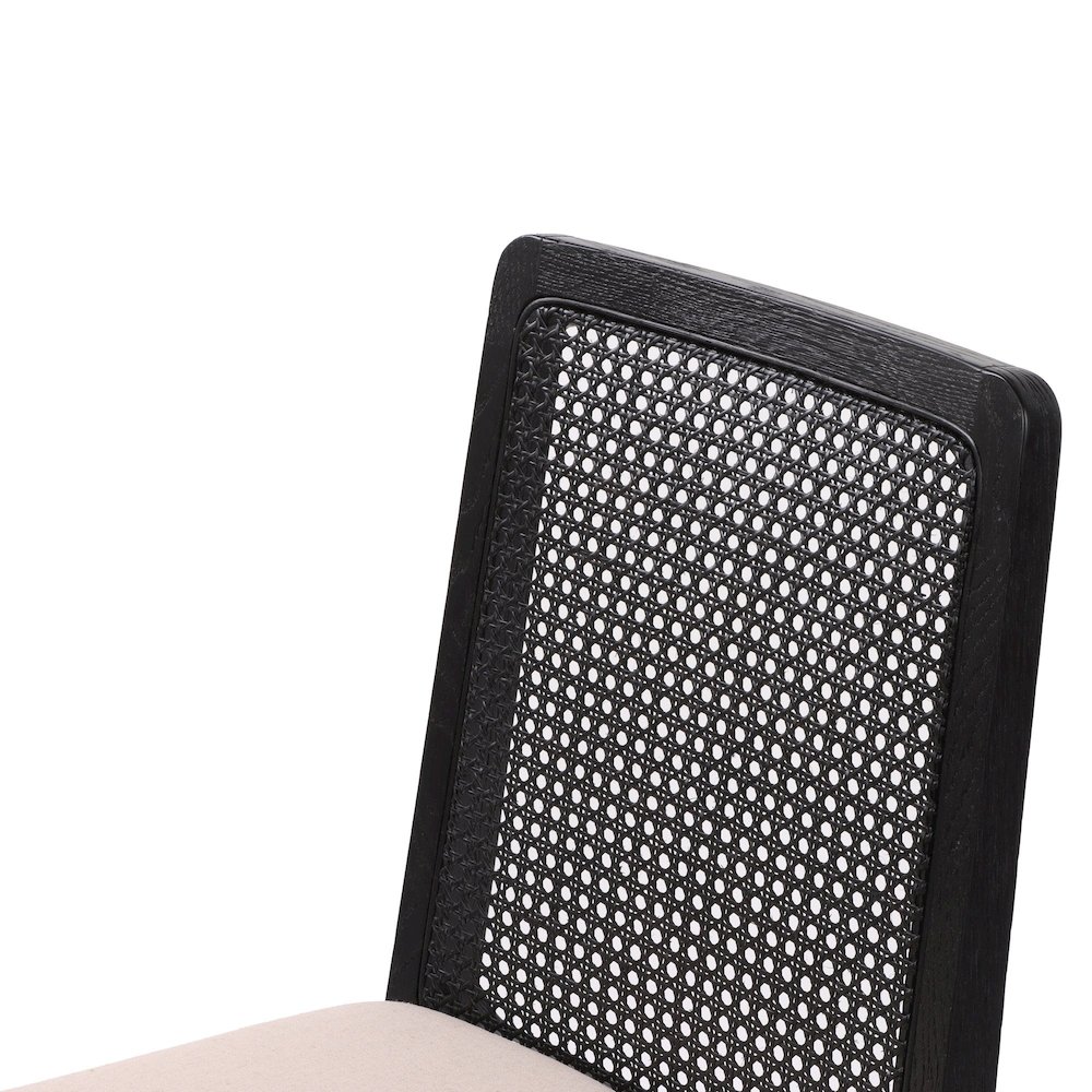 Cane Dining Chair - Oyster Linen/Black Frame. Picture 9