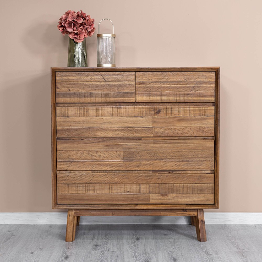 Gia 5 Drawer Chest - Warm Pecan. Picture 2