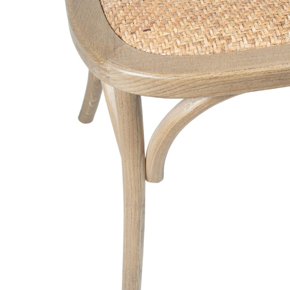 Cross Back Chair with Rattan Seat - Natural Rustic. Picture 8