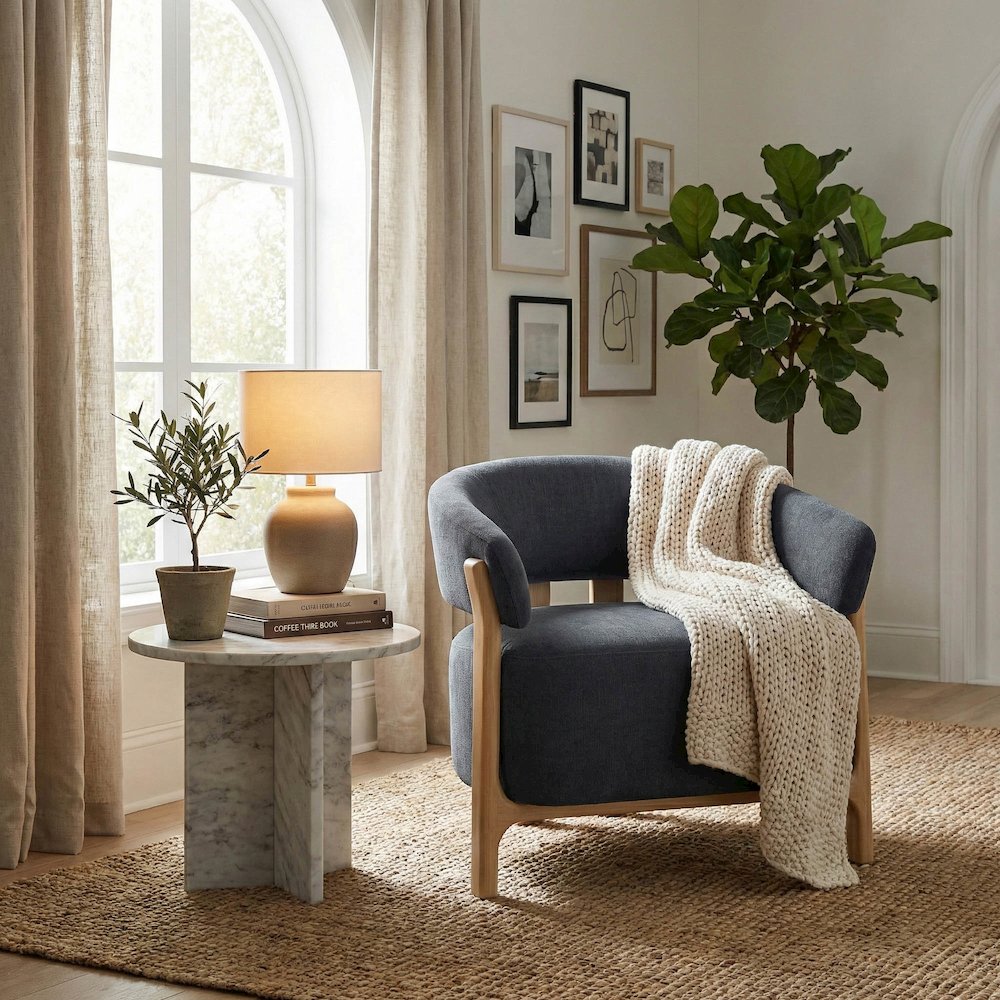 Harlow Club Chair - Spruce Grey Chenille. Picture 2