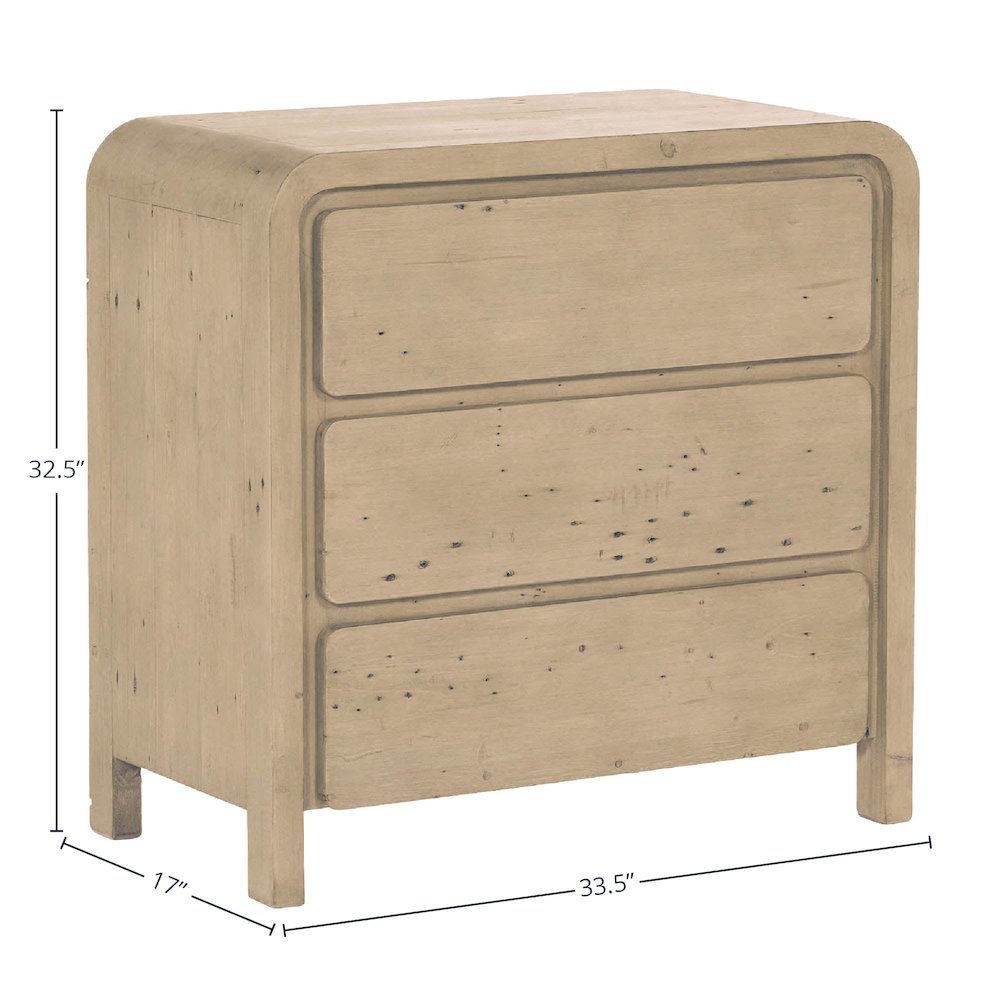 Opera 3 Drawer Small Chest - Scrubbed Teak. Picture 3