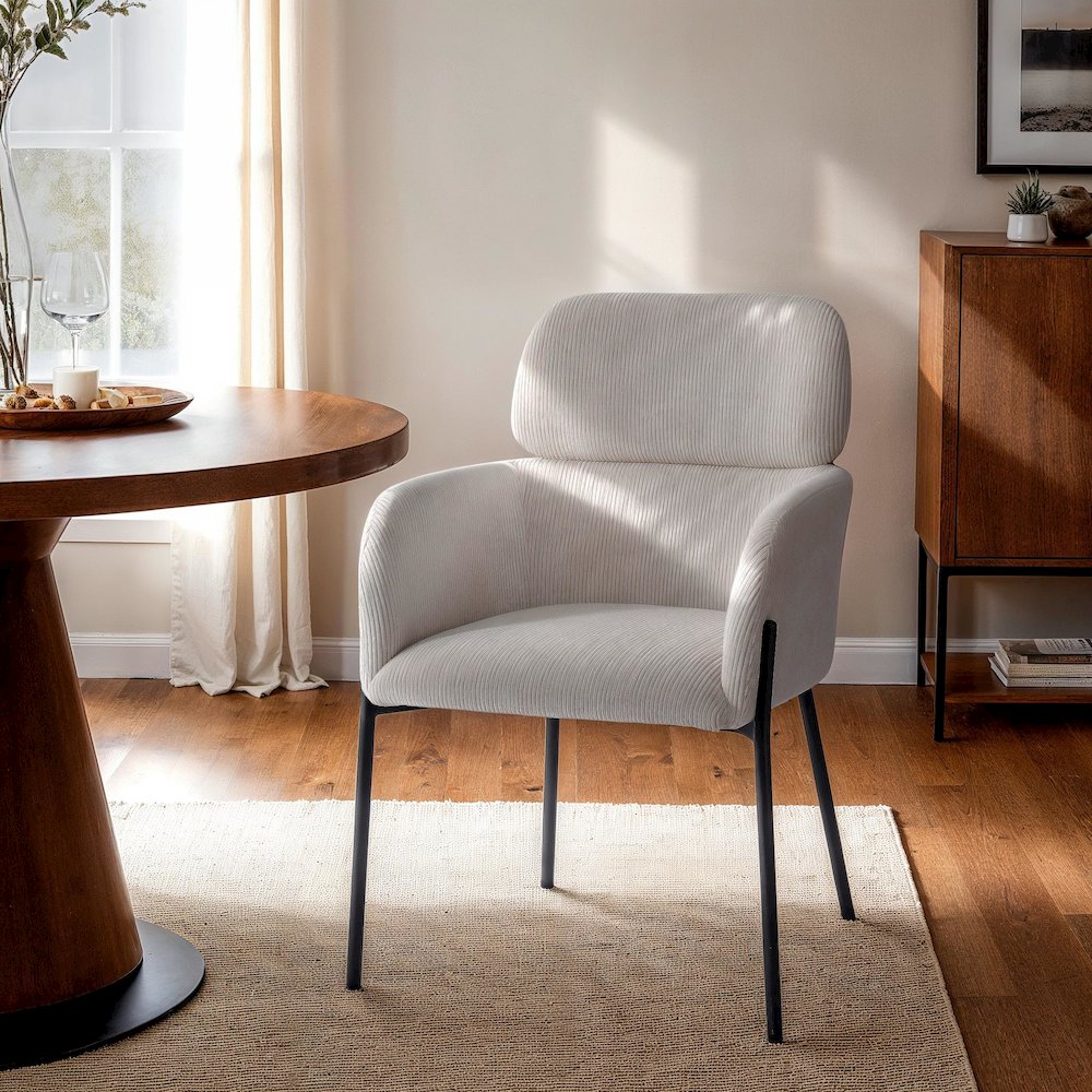 Allegra Dining Chair - Corduroy White. Picture 2
