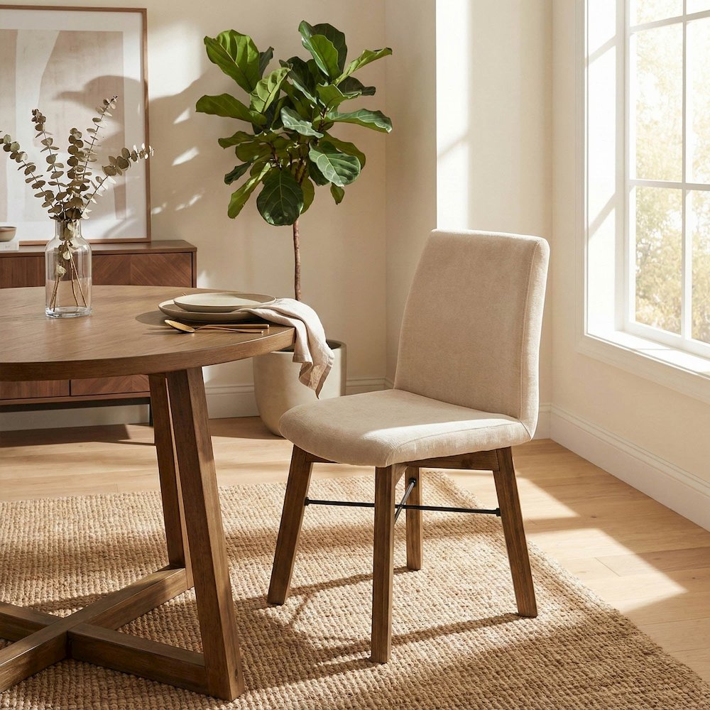 Gia Dining Chair - Warm Pecan - Sand. Picture 2