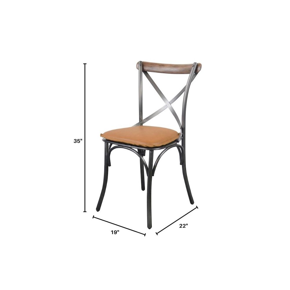 Metal Crossback Chair with Cognac Seat Cushion. Picture 8