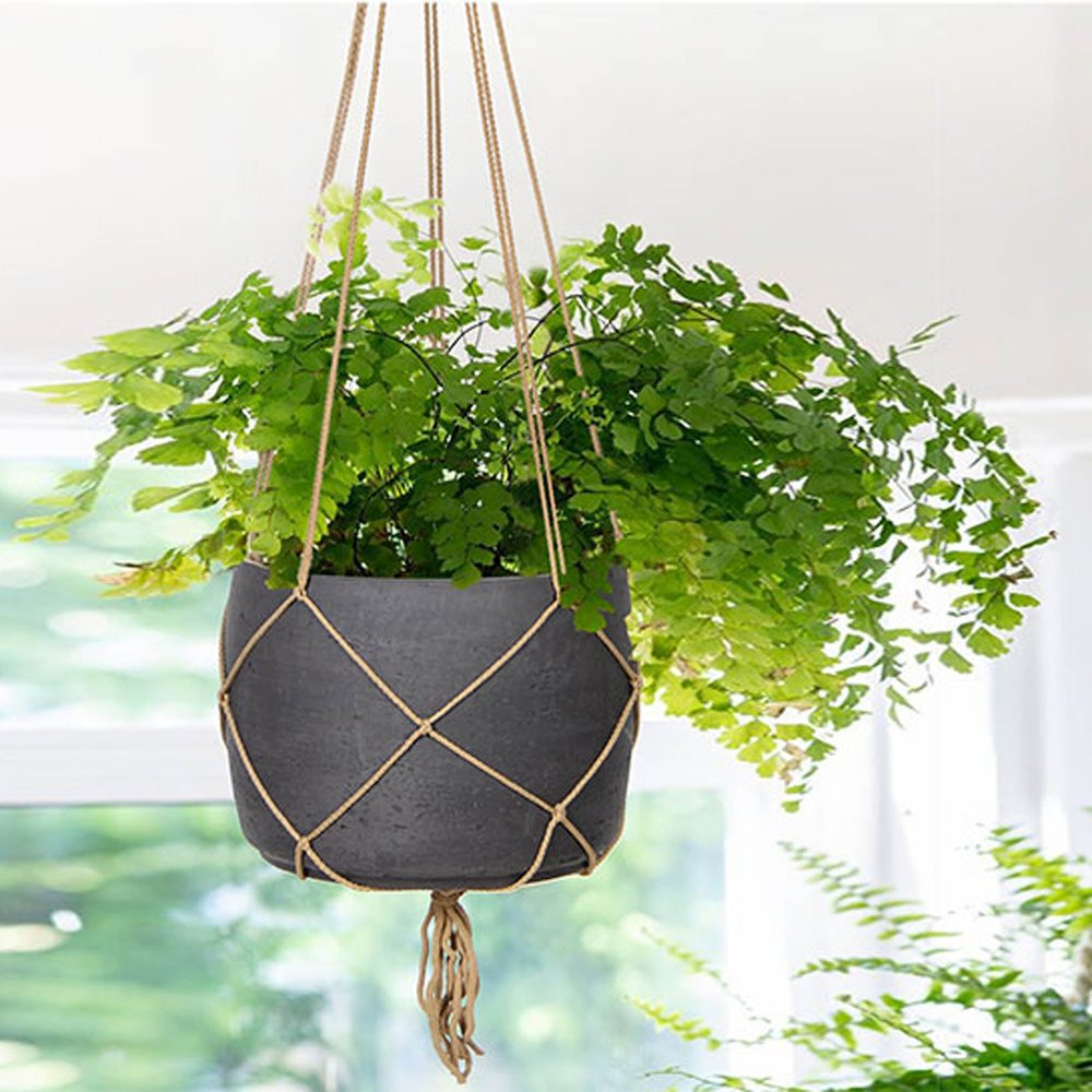 Craft Hanging Pot With Netting - Charcoal Grey. Picture 3