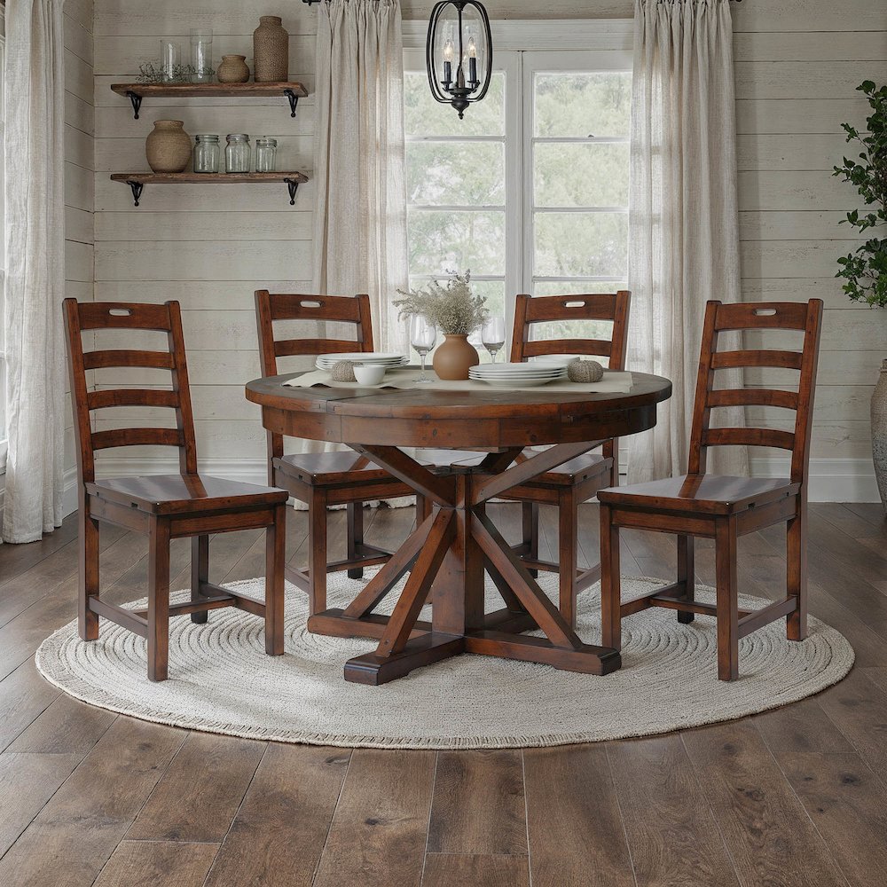 Irish Coast Round 47/63" Extension Dining Table - African Dusk. Picture 5