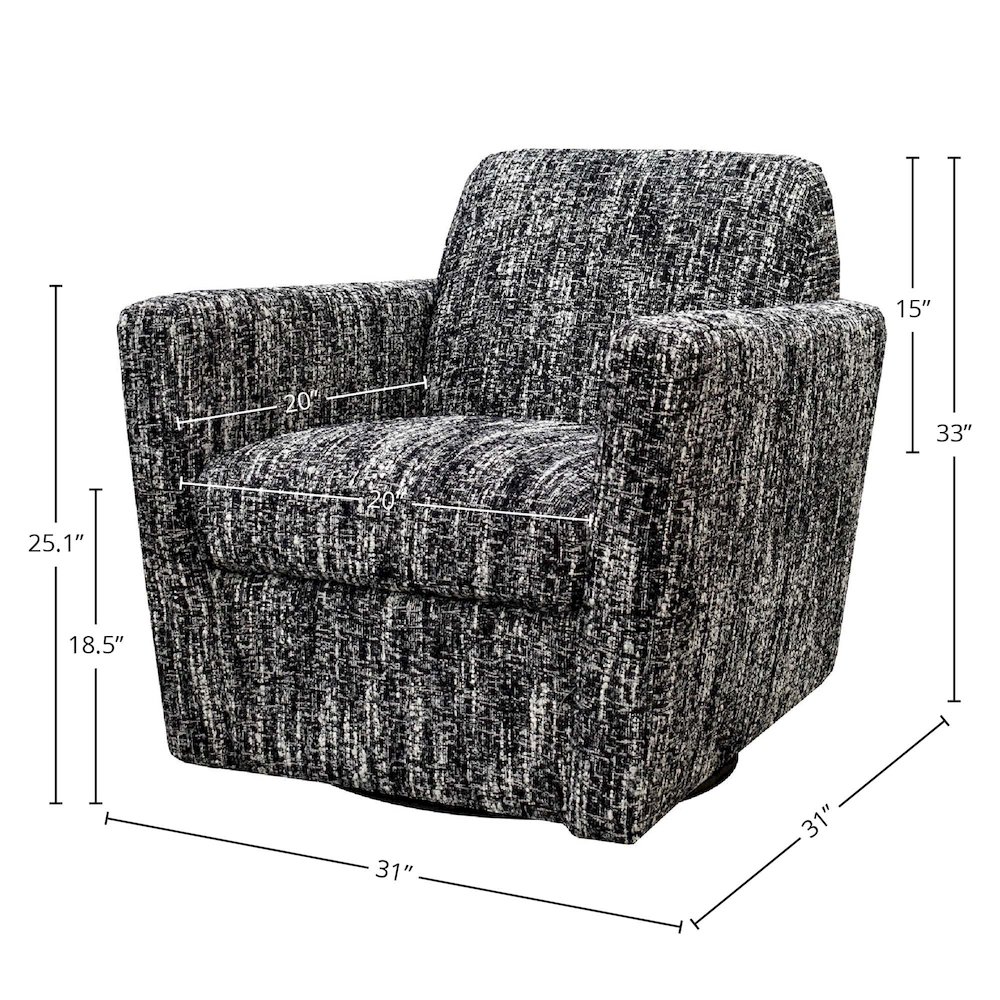 Cooper Swivel Club Chair - Chanel Black. Picture 3