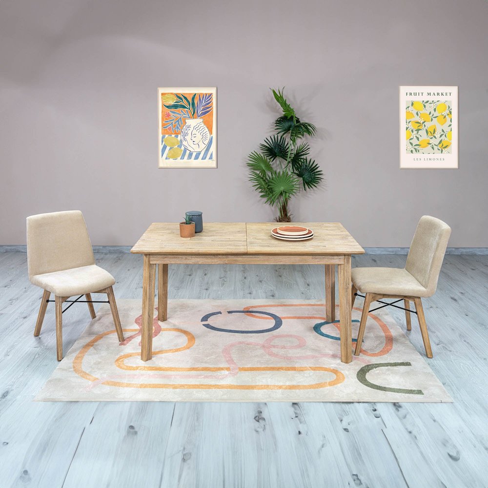 Gia Small Extension Dining Table with Butterfly System 55/71” - Light Driftwood. Picture 13