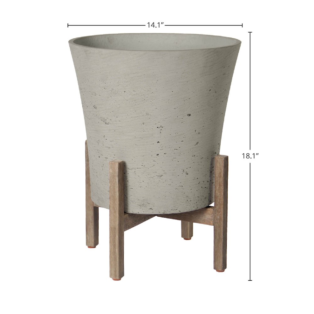 Patio Tapered Medium Standing Pot - Cement Grey. Picture 3