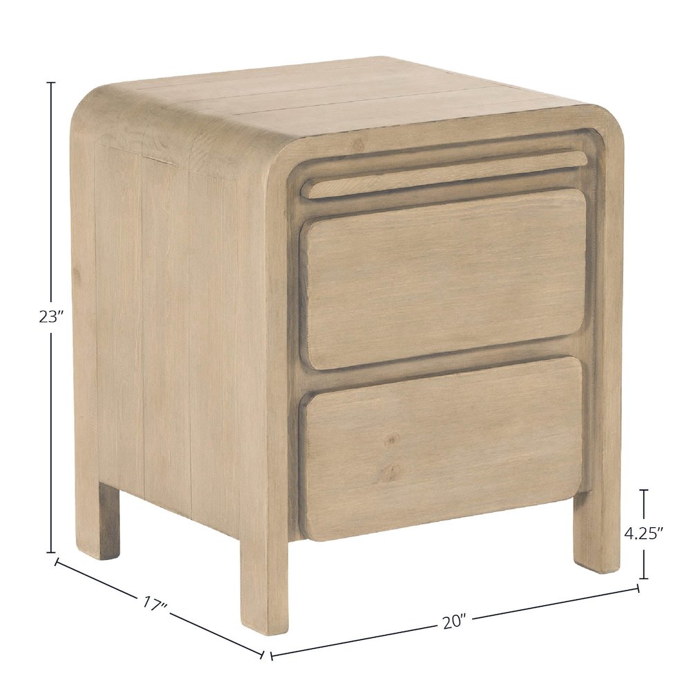 Opera 2 Drawer Nightstand - Scrubbed Teak. Picture 3