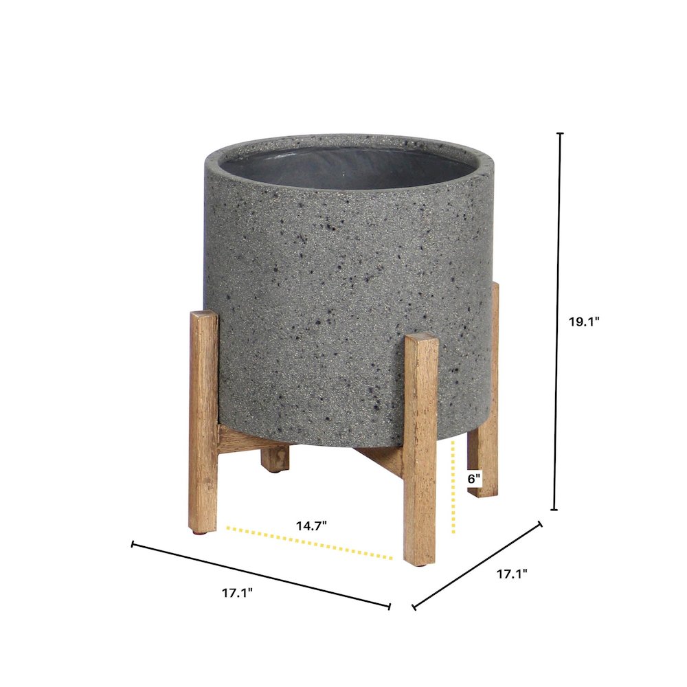 Patio Round Standing Pot - Grey Stone. Picture 6