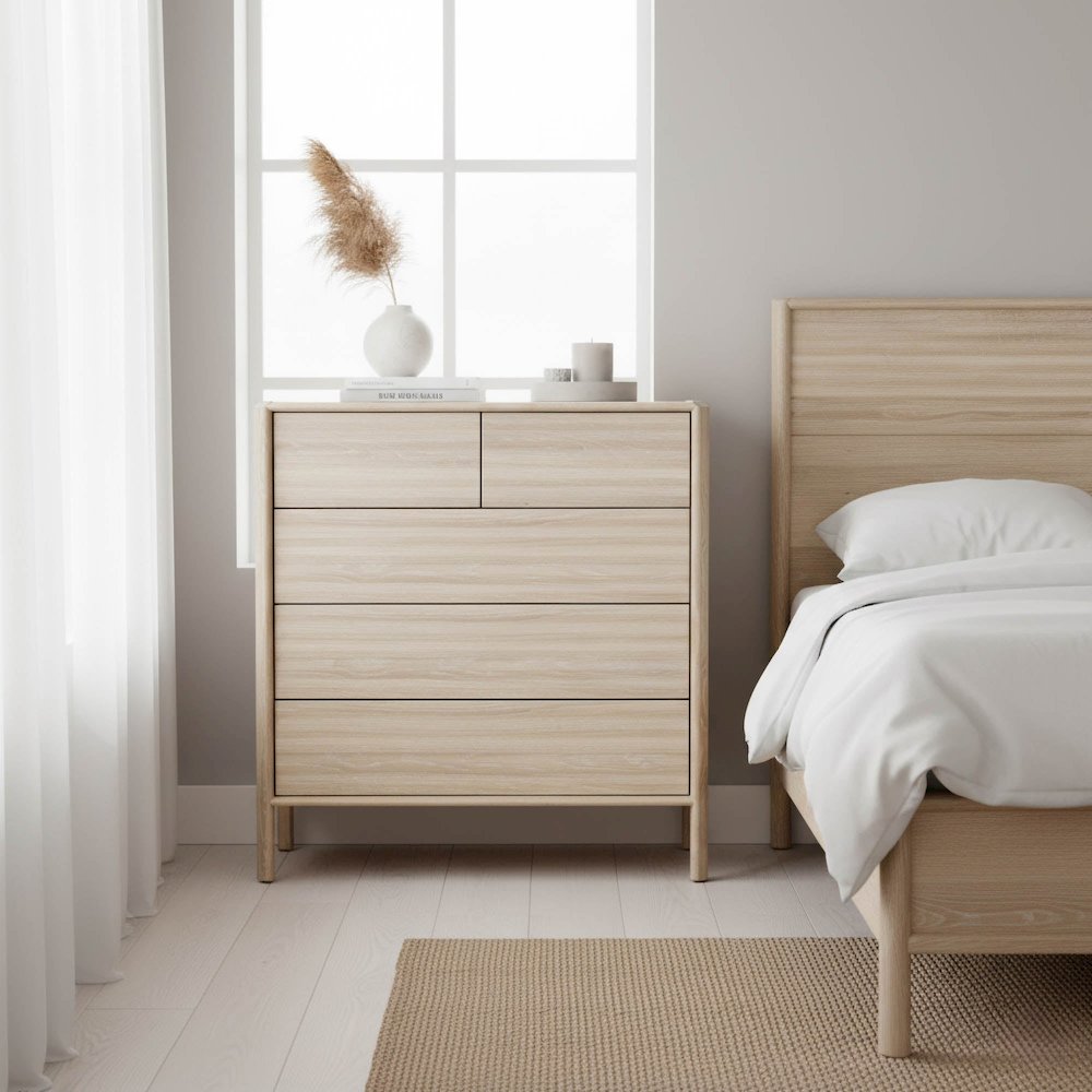 Runway 5 Drawer Chest - Light Oak. Picture 2