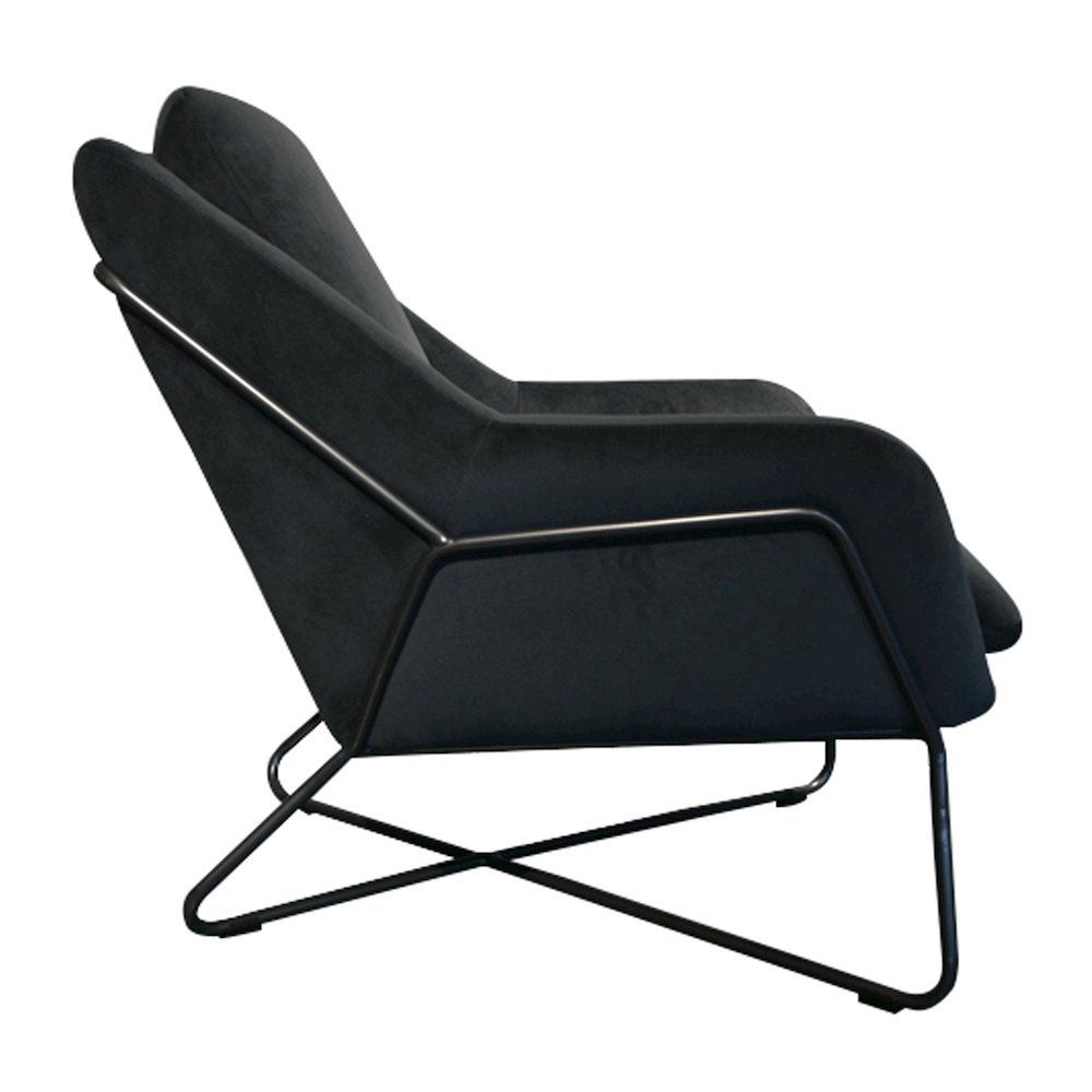 Romeo Lounge Chair - Dark Grey Velvet. Picture 3
