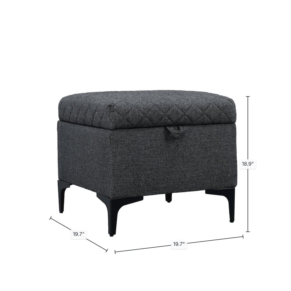 Reece Storage Ottoman - Charcoal Grey. Picture 3