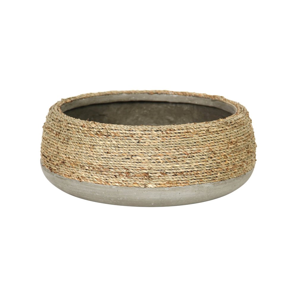 Nature Low Round Grass and Concrete Pot. Picture 1