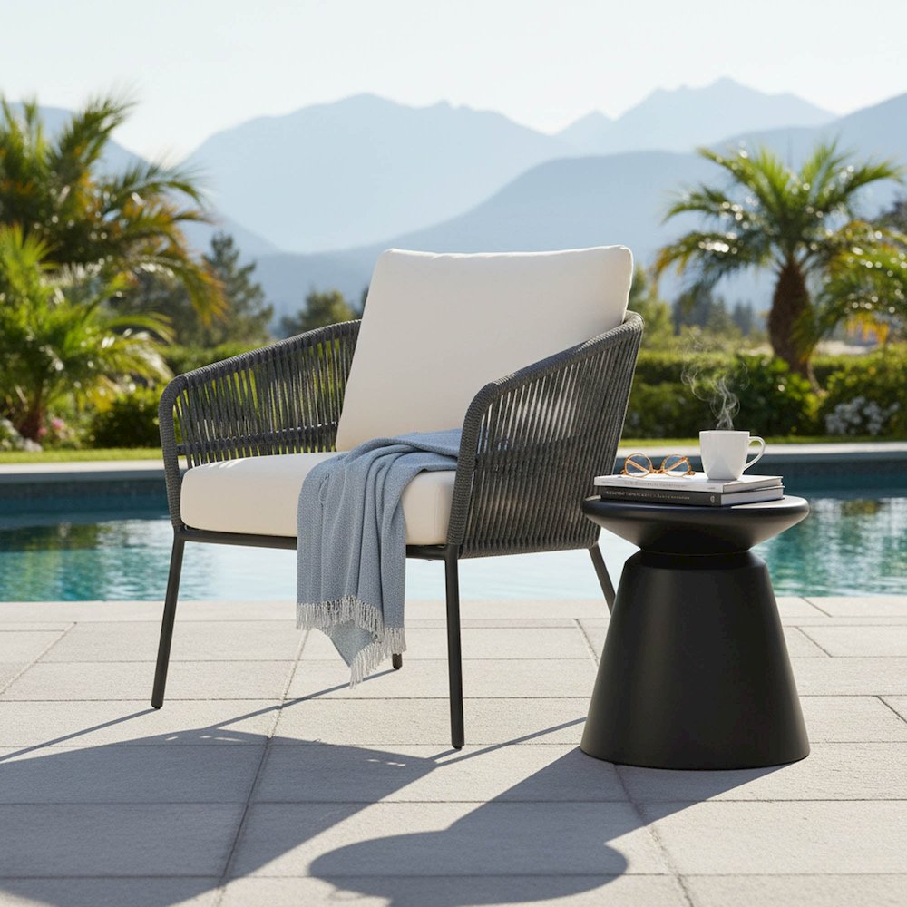 Concrete Mineral Side Table - Black. Picture 2