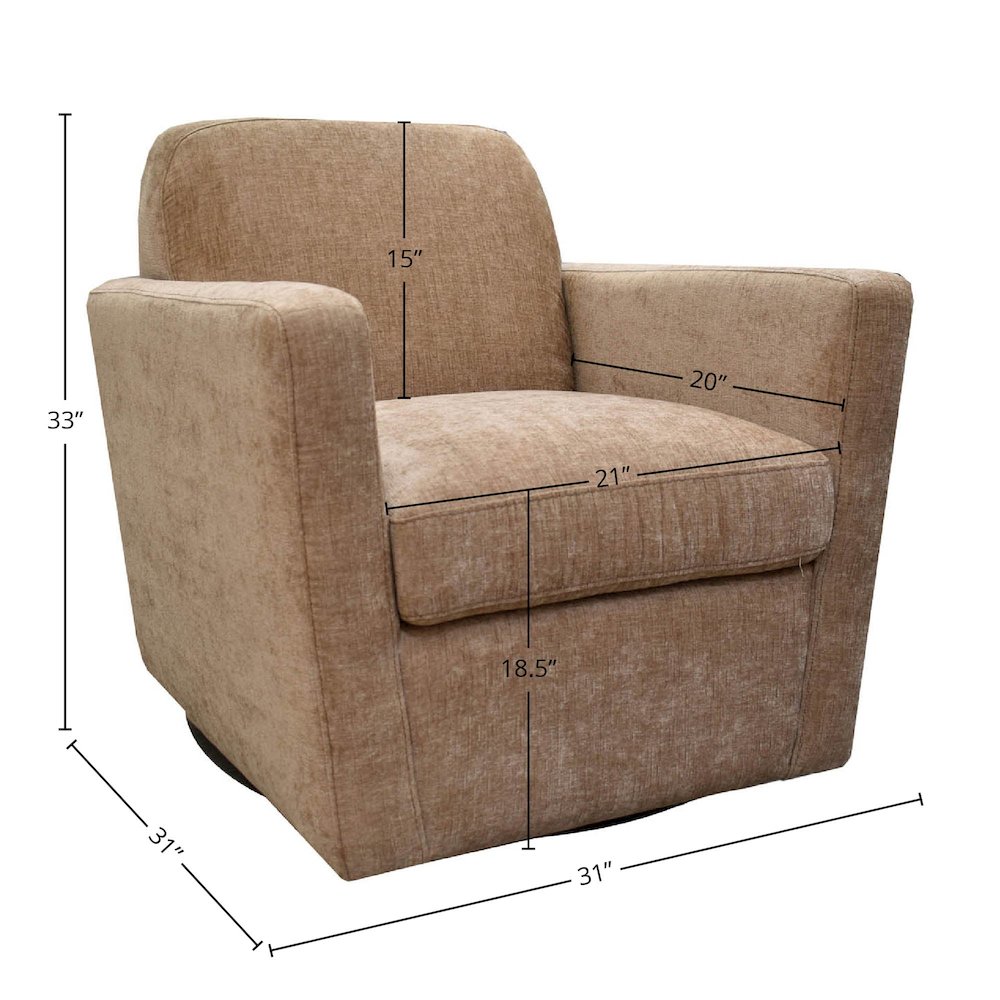 Cooper Swivel Club Chair - Latte Chenille. Picture 2