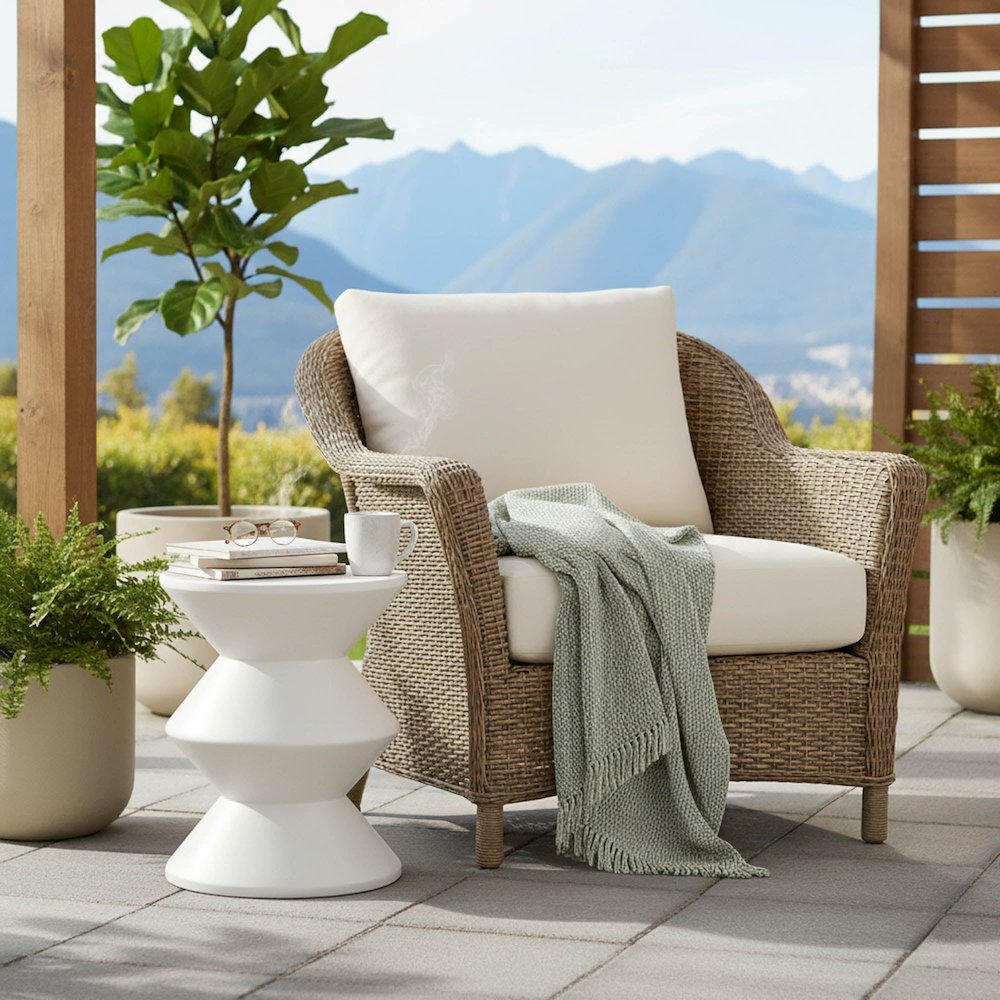 Concrete Inverted Side Table - White. Picture 2