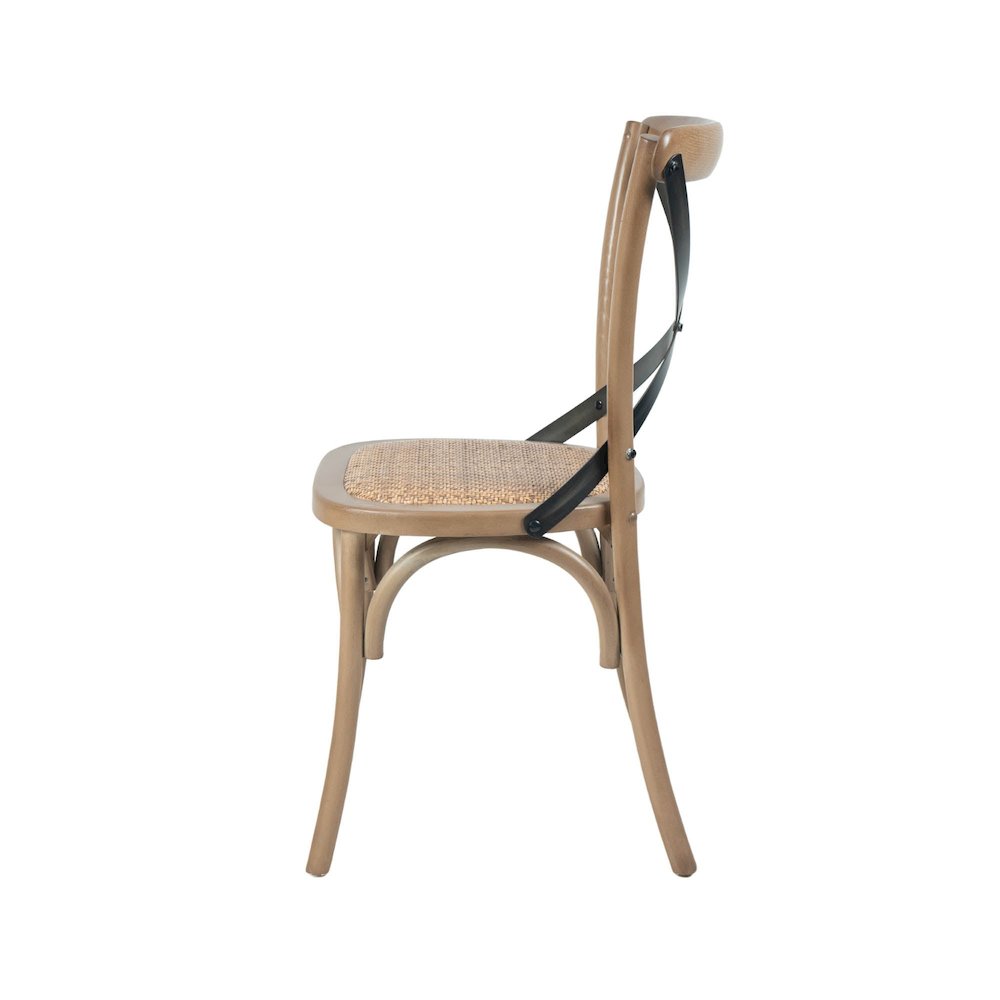 Cross Back Chair with Rattan Seat - Sundried. Picture 5