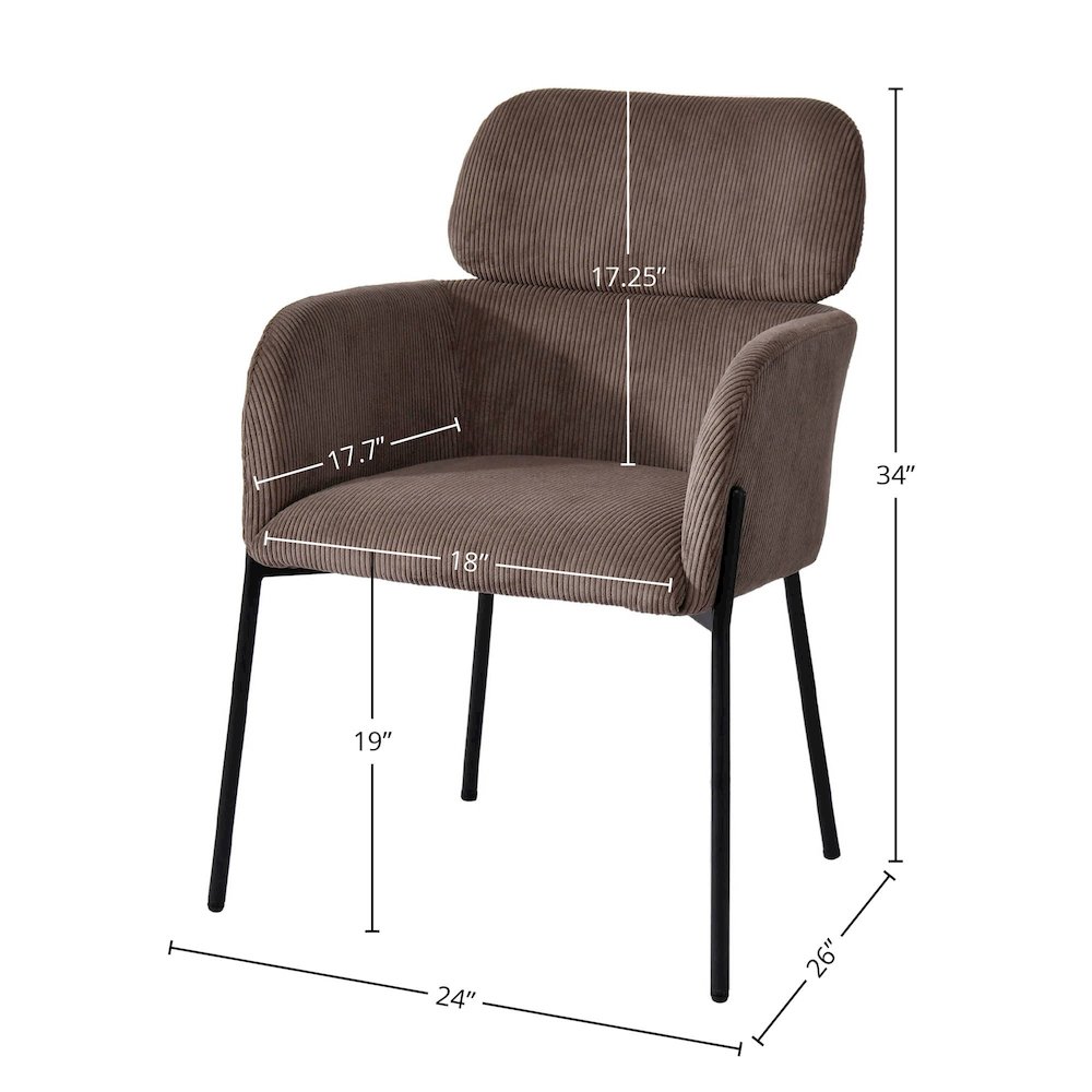 Allegra Dining Chair - Corduroy Brown. Picture 3
