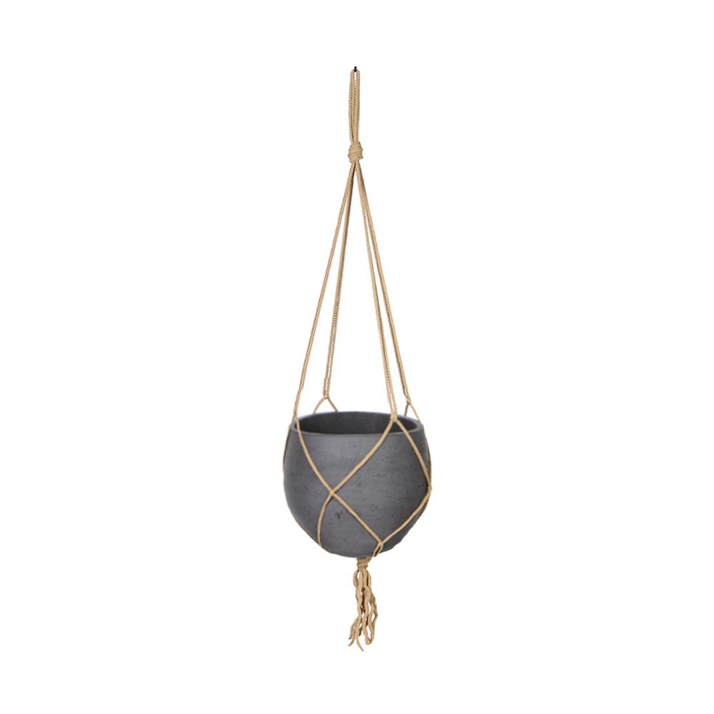 Craft Small Hanging Pot With Netting - Charcoal Grey. Picture 1